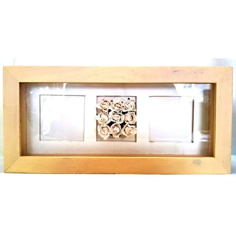 Hanging/Standing Photo Frame Roses Block Style Beige 12.5